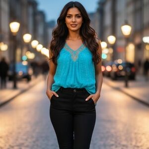 Fibra Blue and Gold Top